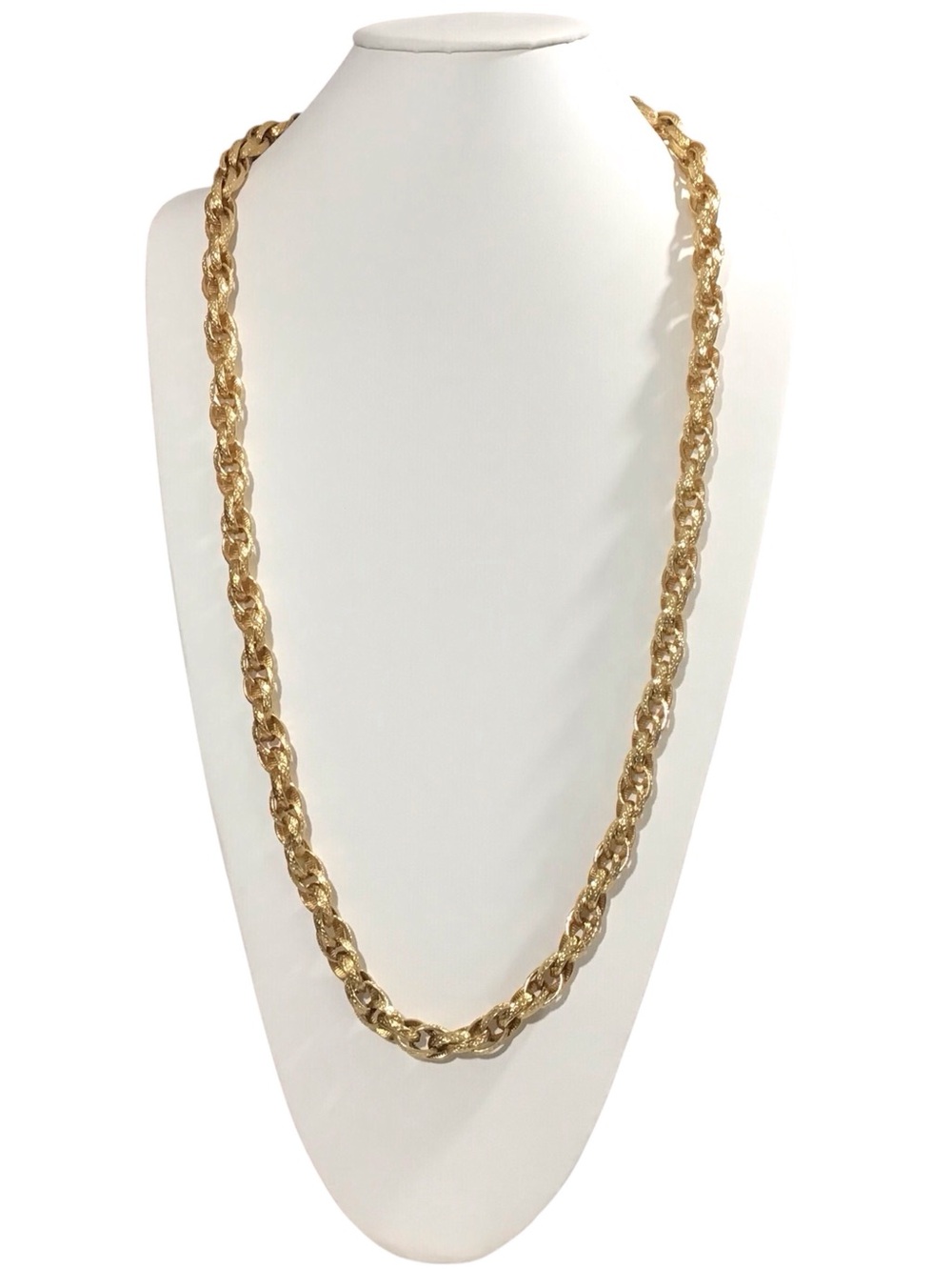 Monet Textured Rope Chain Necklace Gold Tone Costume Fashion Jewelry Vintage